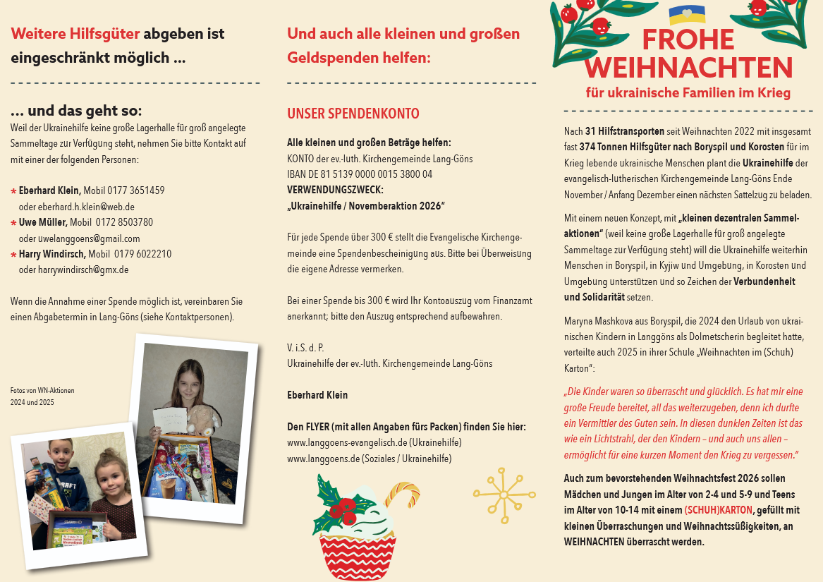 Weihnachten im Karton Ukrainehilfe