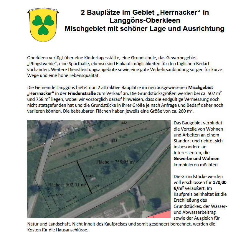 Bauplatz Herrnacker Oberkleen 