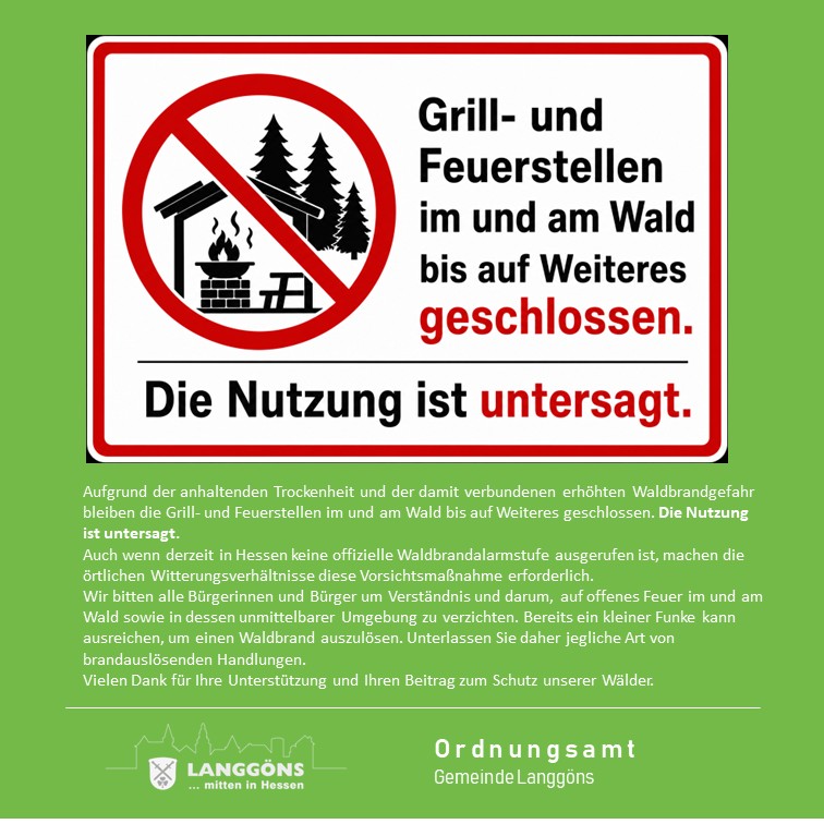 Grillplätze geschlossen am Wald